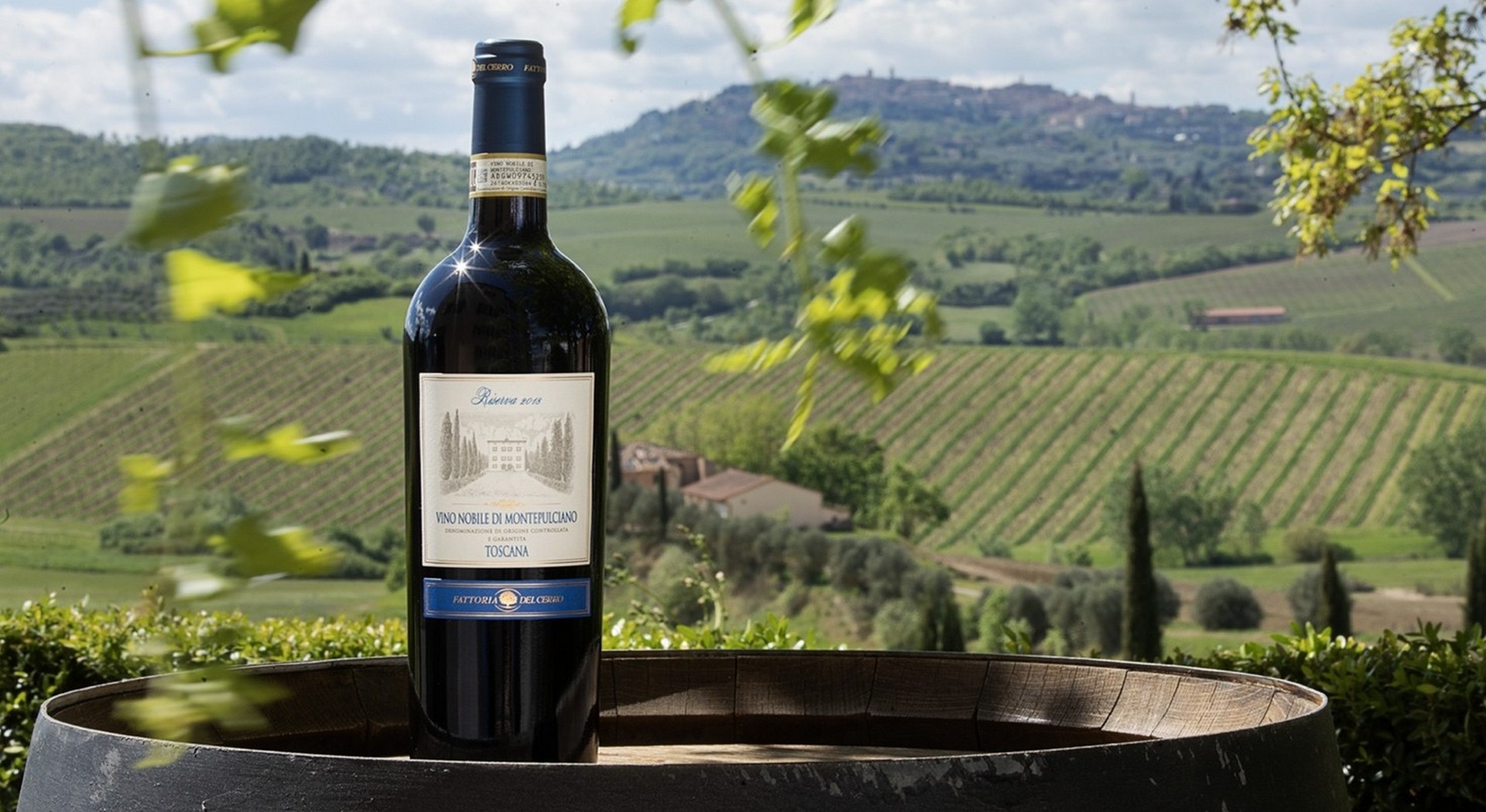 Degustazione di vino Nobile a Fattoria del Cerro con vista sui vigneti, Montepulciano e le colline senesi