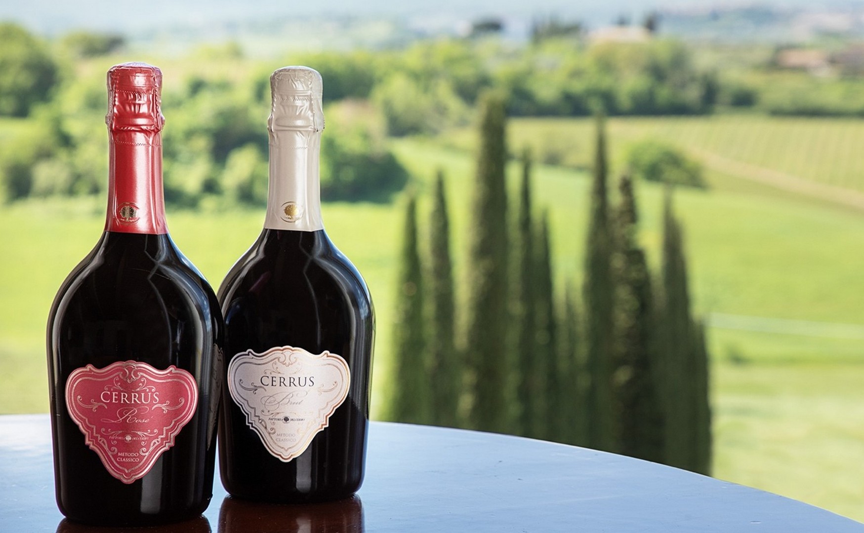 Degustazione di Vino Nobile nella sala con vista sui vigneti al wine resort di Fattoria del Cerro